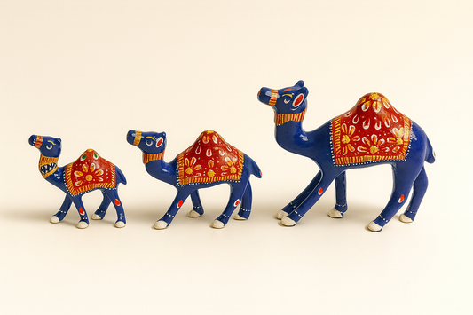 Traditional Jaipur Minakari Art Hand-Painted Metal Camel Figurine
