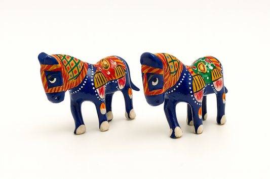 Traditional Jaipurist Hand-Painted Minakari Metal Horse Figurine