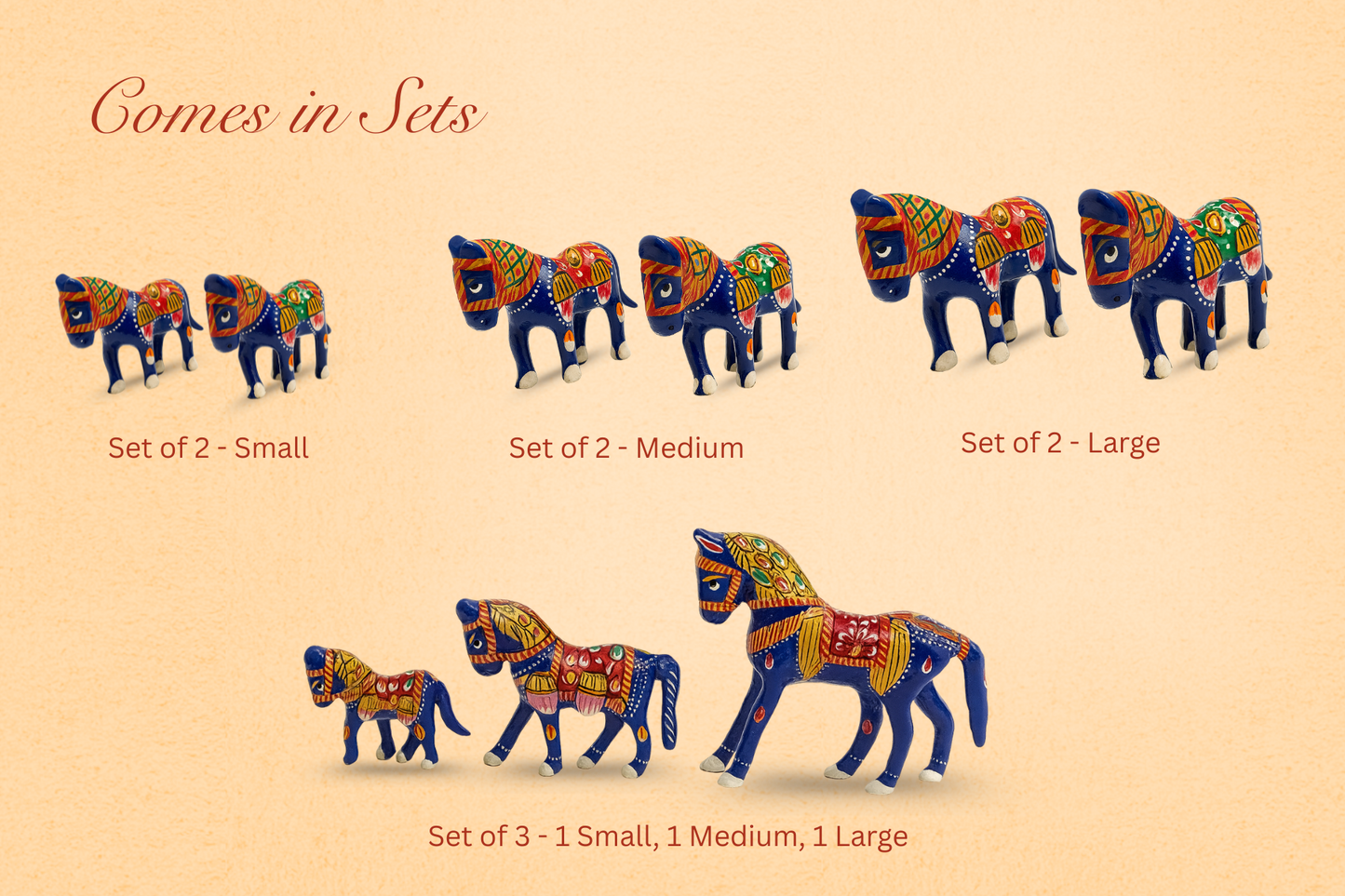 Traditional Jaipurist Hand-Painted Minakari Metal Horse Figurine