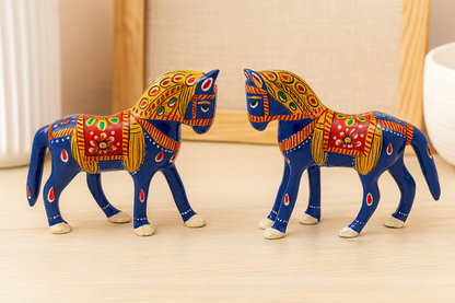 Traditional Jaipurist Hand-Painted Minakari Metal Horse Figurine