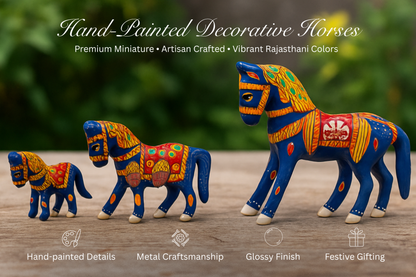 Traditional Jaipurist Hand-Painted Minakari Metal Horse Figurine