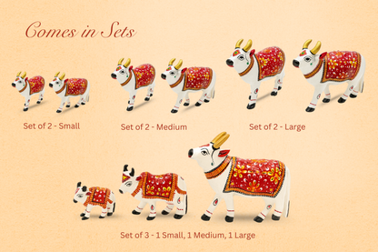 Traditional Rajasthani Minakari Hand-Painted Metal Cow Figurine
