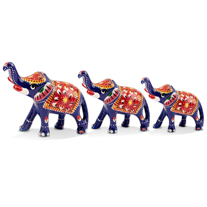 Traditional Rajasthani Miniature Craft Hand-Painted Metal Elephant Figurine
