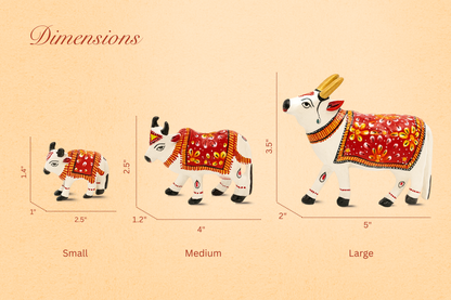 Traditional Rajasthani Minakari Hand-Painted Metal Cow Figurine