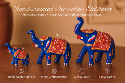Traditional Rajasthani Miniature Craft Hand-Painted Metal Elephant Figurine