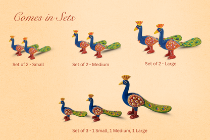 Rajasthani Miniature Hand-Painted Metal Minakari Peacock Figurine