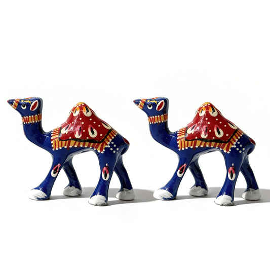 Traditional Jaipur Minakari Art Hand-Painted Metal Camel Figurine