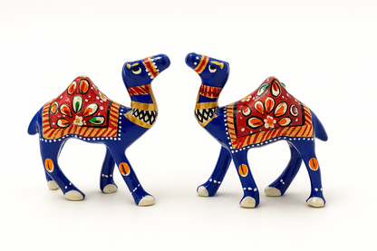 Traditional Jaipur Minakari Art Hand-Painted Metal Camel Figurine