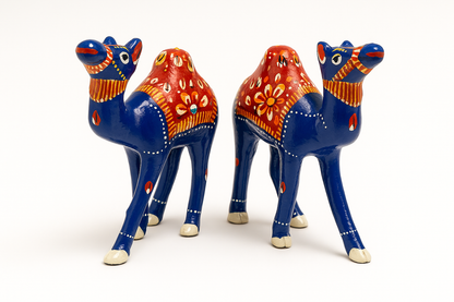 Traditional Jaipur Minakari Art Hand-Painted Metal Camel Figurine