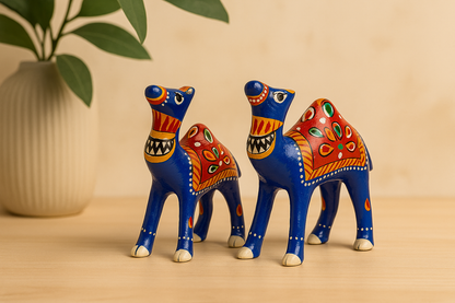 Traditional Jaipur Minakari Art Hand-Painted Metal Camel Figurine