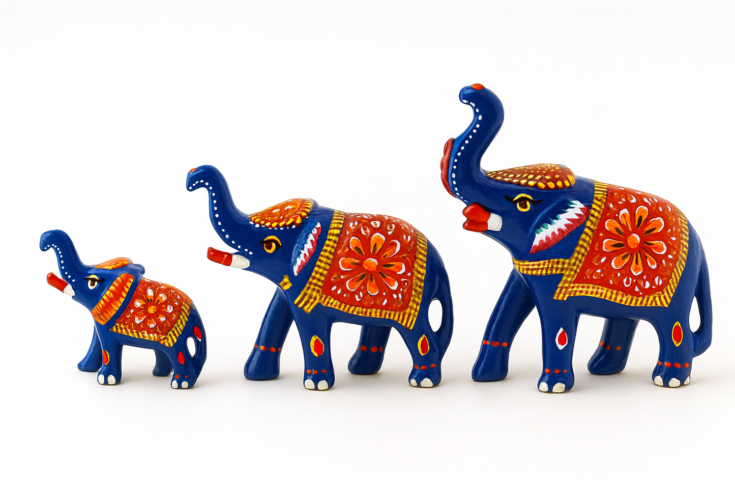 Traditional Rajasthani Miniature Craft Hand-Painted Metal Elephant Figurine