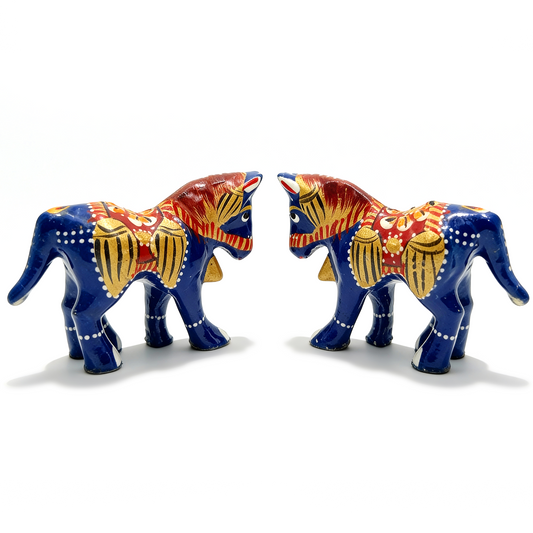 Traditional Jaipurist Hand-Painted Minakari Metal Horse Figurine